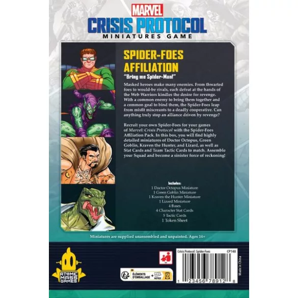 Marvel Crisis Protocol - Spider-Foes Affiliation Pack miniatűr csomag EN/FR/SP/DE