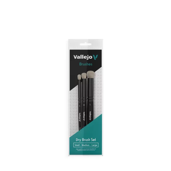 Vallejo - Brush Set / Dry Brush - Dry Brush Set - Natural Hair (S, M & L)-B07990