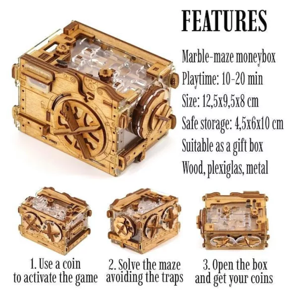 Gift Puzzle Box – Wooden Gift Vault – A-maze-ing Safe fa puzzle persely