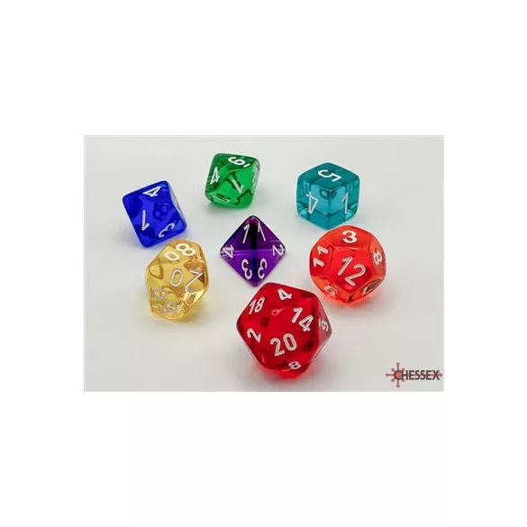 Chessex Prism Translucent GM & Beginner Player Polyhedral 7-Die Set-23099
