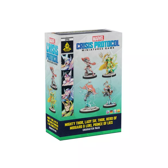 Marvel Crisis Protocol - Mighty Thor, Lady Sif, Thor, Hero of Midgard & Loki - EN/SP/DE/FR-CP91