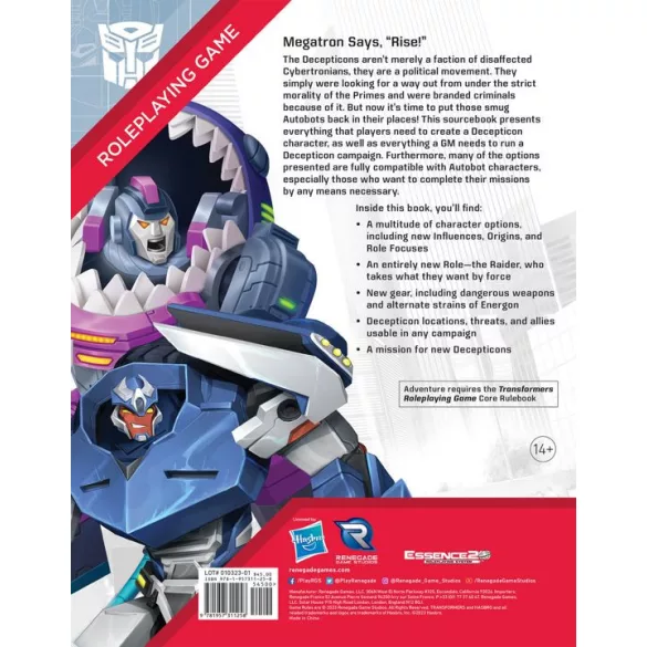 Transformers Roleplaying Game Decepticon Directive Sourcebook - angol szerepjáték kiegészítő