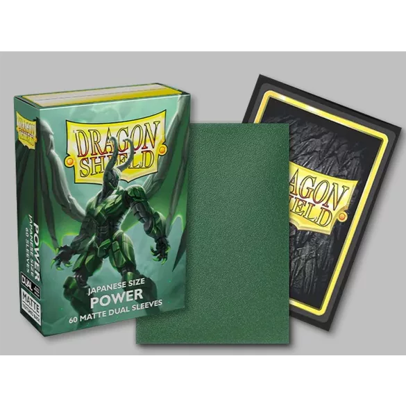 Dragon Shield Dual Matte Japanese Size Sleeves - Metallic Green / Power (60 Sleeves)-AT-15163