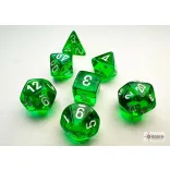 Chessex Translucent Mini-Polyhedral Green/white 7-Die Set-20375