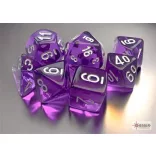 Chessex Translucent Mini-Polyhedral Purple/white 7-Die Set-20377