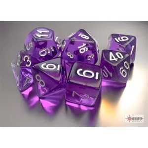 Chessex Translucent Mini-Polyhedral Purple/white 7-Die Set-20377