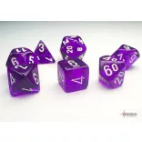 Chessex Translucent Mini-Polyhedral Purple/white 7-Die Set-20377