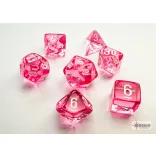 Chessex Translucent Mini-Polyhedral Pink/white 7-Die Set-20384
