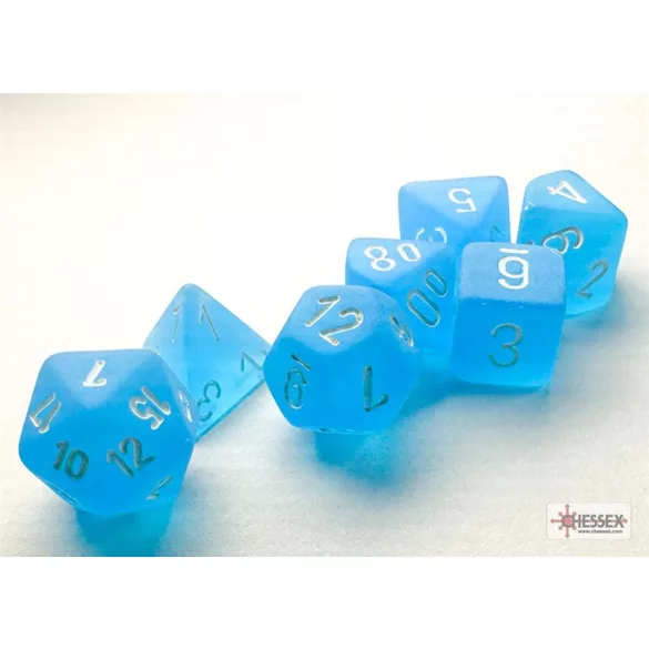 Chessex Frosted Mini-Polyhedral Caribbean Blue/white 7-Die Set-20416