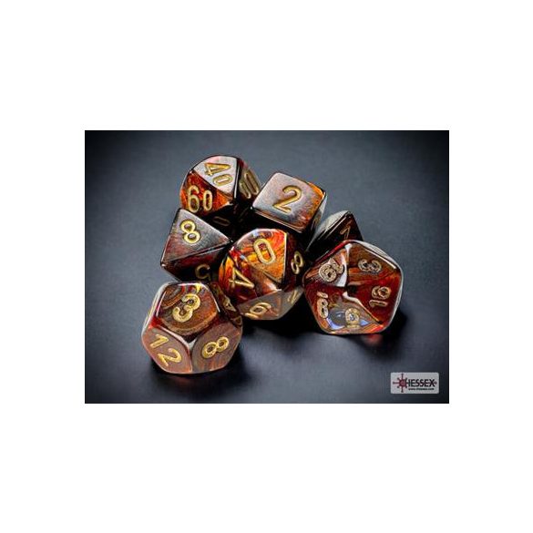 Chessex Scarab Mini-Polyhedral Blue Blood/gold 7-Die Set-20419