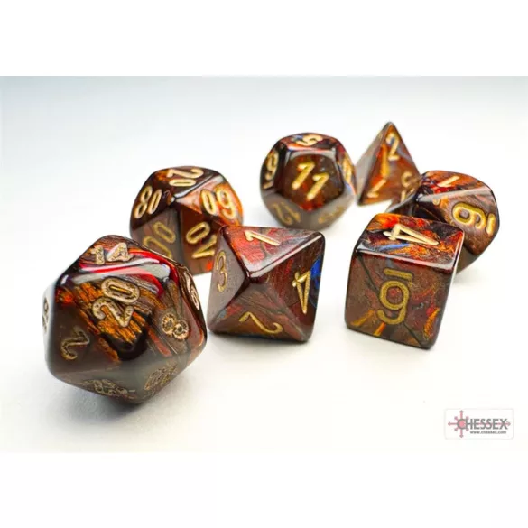 Chessex Scarab Mini-Polyhedral Blue Blood/gold 7-Die Set-20419