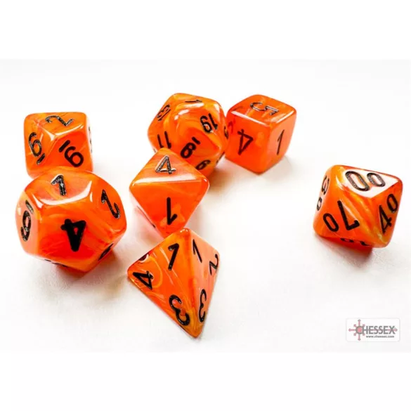 Chessex Vortex Mini-Polyhedral Orange/black 7-Die Set-20433