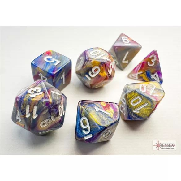 Chessex Festive Mini-Polyhedral Carousel/white 7-Die Set-20440