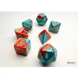 Chessex Gemini Mini-Polyhedral Red-Teal/gold 7-Die Set-20662