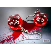 Chessex Hook Earrings Translucent Red Mini-Poly d20 Pair-54201