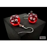 Chessex Hook Earrings Translucent Red Mini-Poly d20 Pair-54201