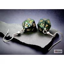 Chessex Hook Earrings Scarab Jade Mini-Poly d20 Pair-54204