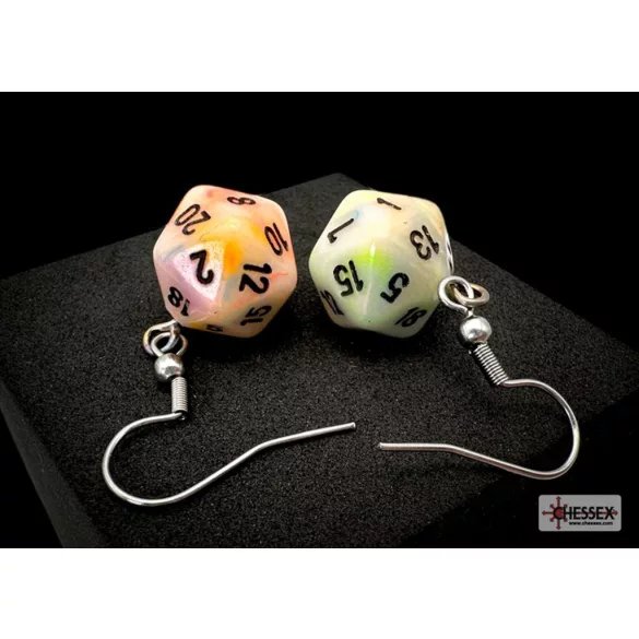 Chessex Hook Earrings Festive Circus Mini-Poly d20 Pair-54206