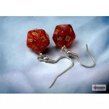 Chessex Hook Earrings Glitter Ruby Mini-Poly d20 Pair-54208