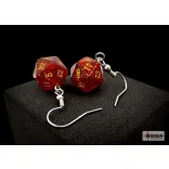 Chessex Hook Earrings Glitter Ruby Mini-Poly d20 Pair-54208