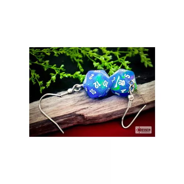 Chessex Hook Earrings Festive Waterlily Mini-Poly d20 Pair-54209