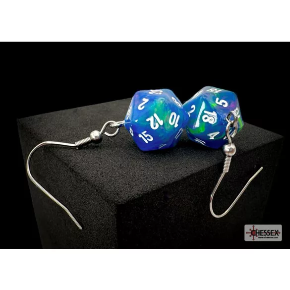 Chessex Hook Earrings Festive Waterlily Mini-Poly d20 Pair-54209