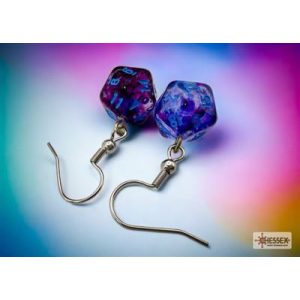 Chessex Hook Earrings Nebula Nocturnal Mini-Poly d20 Pair-54210