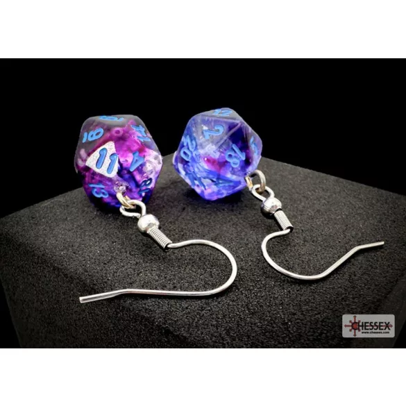 Chessex Hook Earrings Nebula Nocturnal Mini-Poly d20 Pair-54210