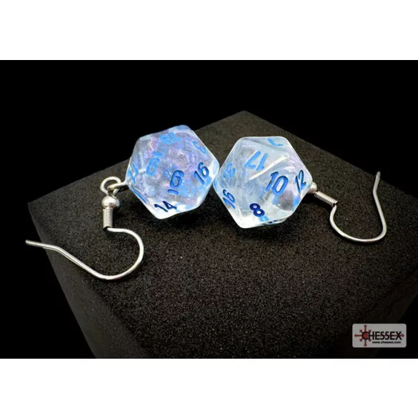 Chessex Hook Earrings Borealis Icicle Mini-Poly d20 Pair-54211