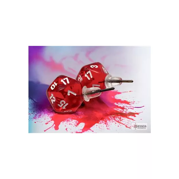 Chessex Stud Earrings Translucent Red Mini-Poly d20 Pair-54501