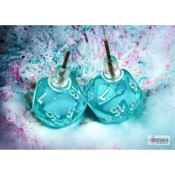 Chessex Stud Earrings Translucent Teal Mini-Poly d20 Pair-54502