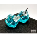 Chessex Stud Earrings Translucent Teal Mini-Poly d20 Pair-54502