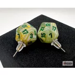 Chessex Stud Earrings Marble Green Mini-Poly d20 Pair-54503