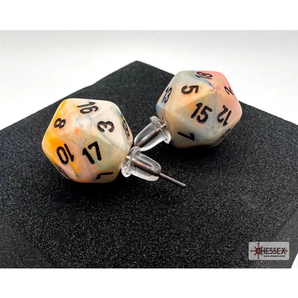 Chessex Stud Earrings Festive Circus Mini-Poly d20 Pair-54506