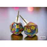 Chessex Stud Earrings Festive Mosaic Mini-Poly d20 Pair-54507