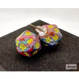 Chessex Stud Earrings Festive Mosaic Mini-Poly d20 Pair-54507
