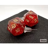 Chessex Stud Earrings Glitter Ruby Mini-Poly d20 Pair-54508