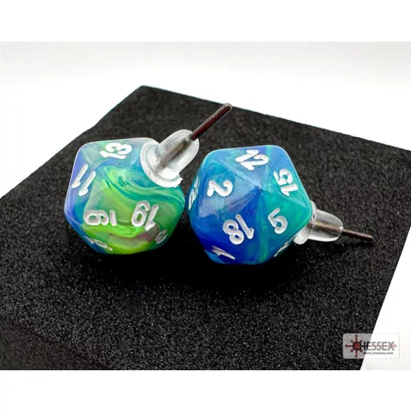 Chessex Stud Earrings Festive Waterlily Mini-Poly d20 Pair-54509