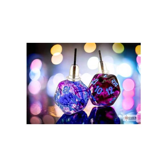 Chessex Stud Earrings Nebula Nocturnal Mini-Poly d20 Pair-54510