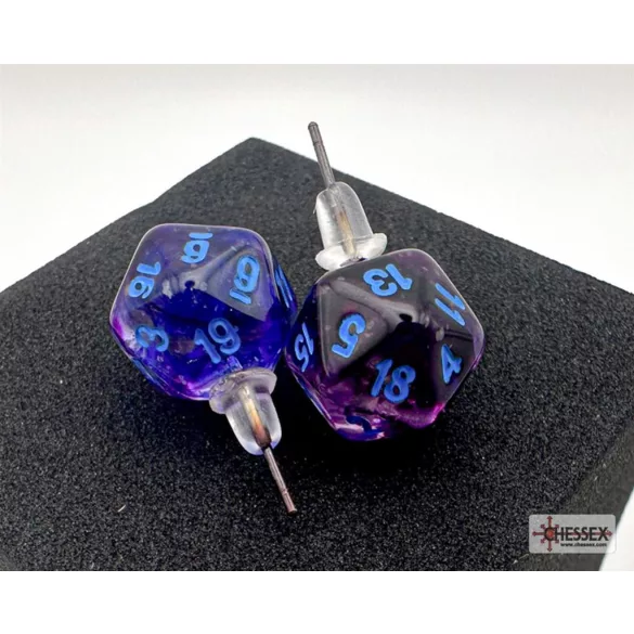 Chessex Stud Earrings Nebula Nocturnal Mini-Poly d20 Pair-54510