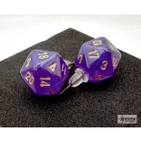 Chessex Stud Earrings Borealis Royal Purple Mini-Poly d20 Pair-54512