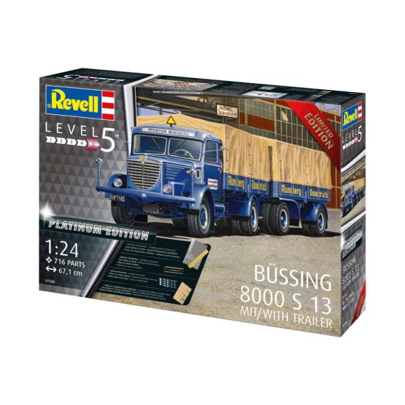 Revell: Büssing 8000 S 13 mit Trailer "Platinum Edition" 1:24-07580