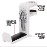 ENHANCE Clip-On Headphone Mount White - asztalra rögzíthető headset tartó