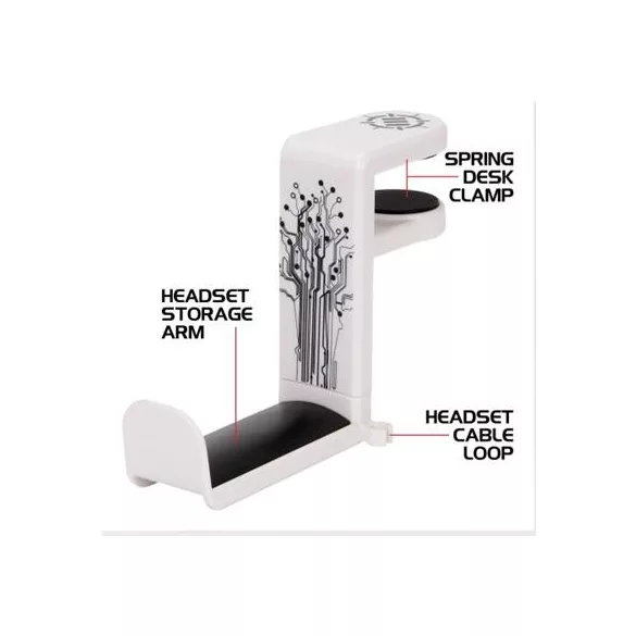 ENHANCE Clip-On Headphone Mount White - asztalra rögzíthető headset tartó