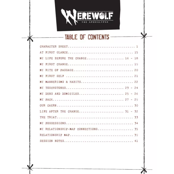 Werewolf: The Apocalypse 5th Edition Expanded Character Sheet Journal - EN