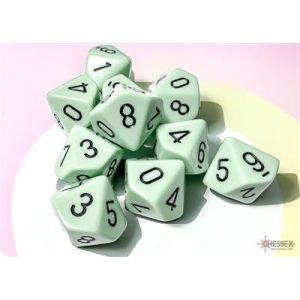 Chessex Opaque Pastel Green/black Set of Ten d10s-25265
