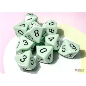 Chessex Opaque Pastel Green/black Set of Ten d10s-25265