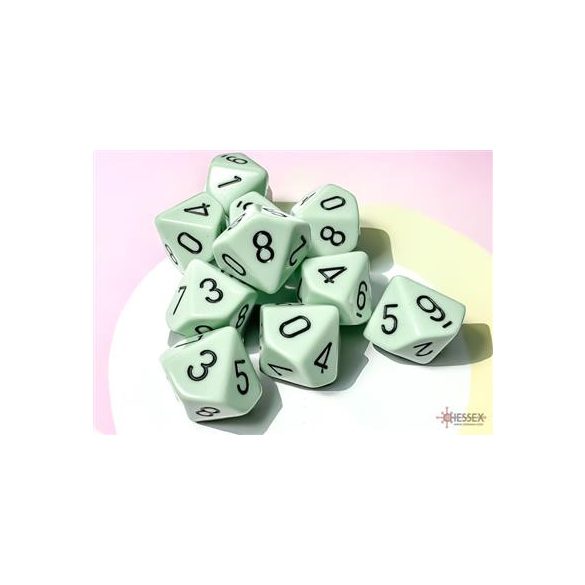 Chessex Opaque Pastel Green/black Set of Ten d10s-25265