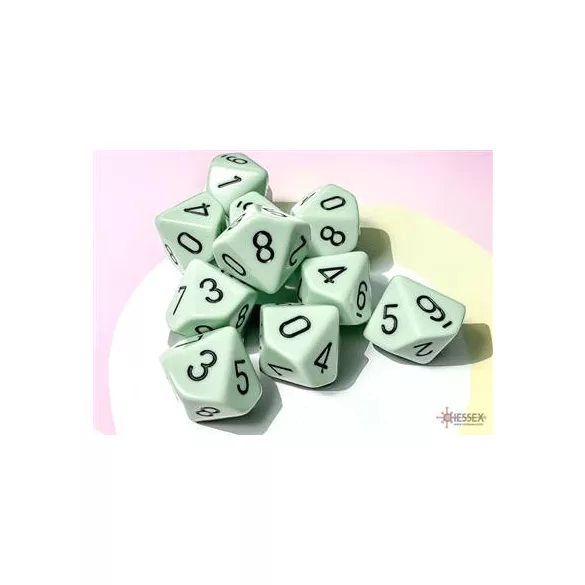 Chessex Opaque Pastel Green/black Set of Ten d10s-25265