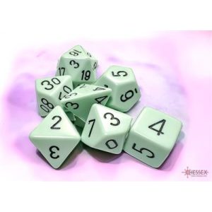 Chessex Opaque Pastel Green/black Polyhedral 7-Dice Set-25465